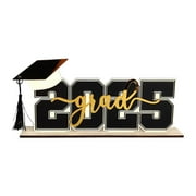 DAILIHIVE 2025 Graduation Party Decorations,Graduation Yard Sign,Wooden Class of 2025 Table Centerpiece Sign,Grad Themed Desk Decor Wood Grad Party Sign,Graduation Photo Props,11.8 x 5.5in